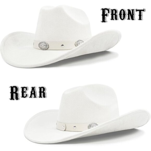 Women Ivory White Cowgirl Shape Able Wide Brim Felt Cattleman Western Hats main image 6